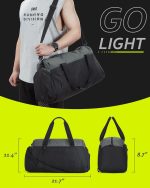 Gym Bags for Men, BAGSMART Foldable Sports Duffle Bag, Lightweight Weekender Duffel Bag With Shoe Compartment, Water Resistant Workout Duffle Sports Bag for Travel Fitness Swimming Yoga, Grey - Image 6